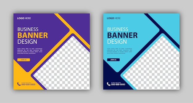 Vetor conjunto de fundo de modelo de design de banner web quadrado editável adequado para mídias sociais