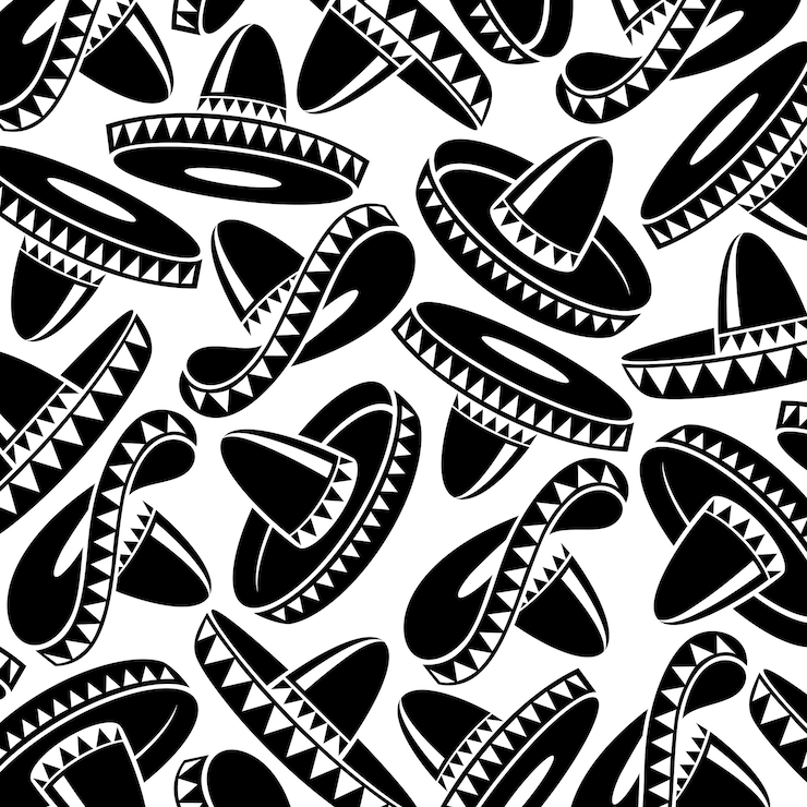 Vetor conjunto de fundo de padrão de sombrero ícone de coleção sombrero vector