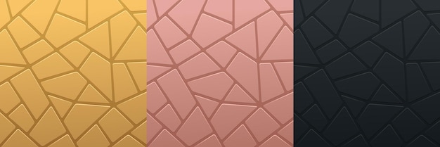 Conjunto de fundo de padrão geométrico preto ouro rosa dourado coleção de azulejos abstratos de luxo