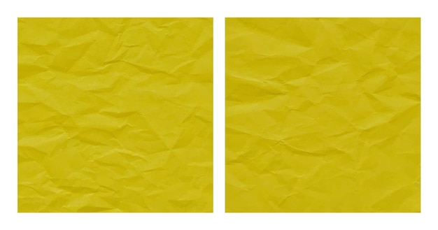 Vetor conjunto de fundo de textura de papel amarelo amassado realista