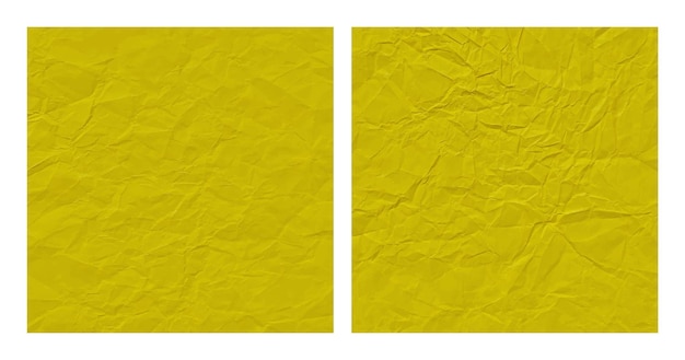 Conjunto de fundo de textura de papel amarelo amassado realista