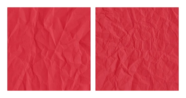 Vetor conjunto de fundo de textura de papel vermelho amassado realista