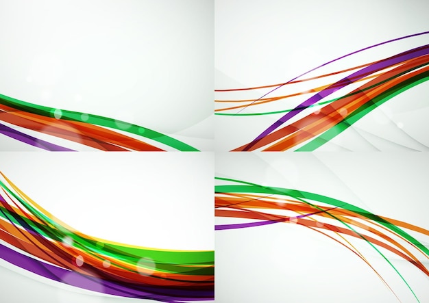 Conjunto de fundos abstratos Curva linhas de onda com efeitos de luz e sombra