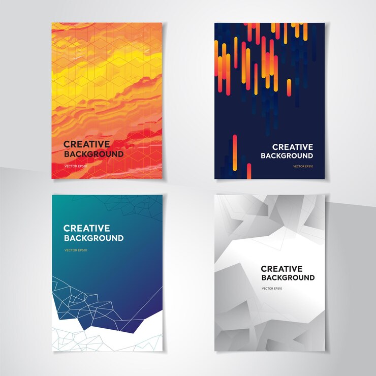 Vetor conjunto de fundos de capa de livro de design criativo de tom quente e frio