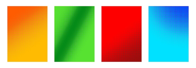 Vetor conjunto de fundos de cartazes coloridos com padrão de meia tonalidade