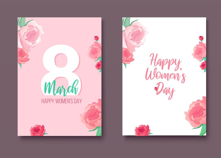 Vetor conjunto de fundos de férias letras e flores felizes do dia das mulheres