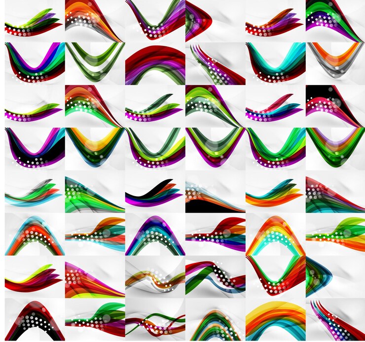 Vetor conjunto de fundos de ondas fluindo desfocados