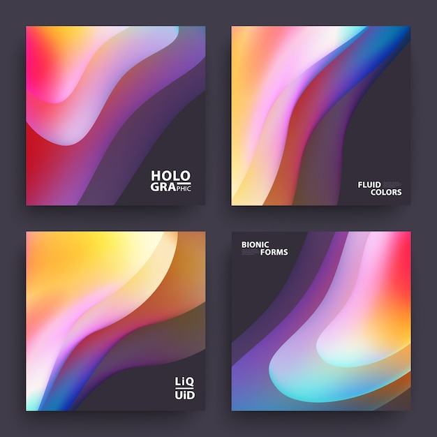 Conjunto de fundos ondulados gradientes coloridos