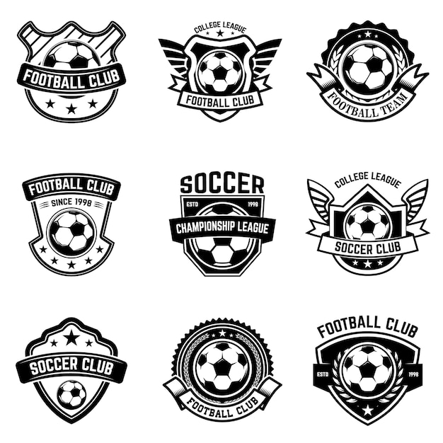 Vetor conjunto de futebol, emblemas de futebol. elemento para o logotipo, etiqueta, emblema, sinal. ilustração