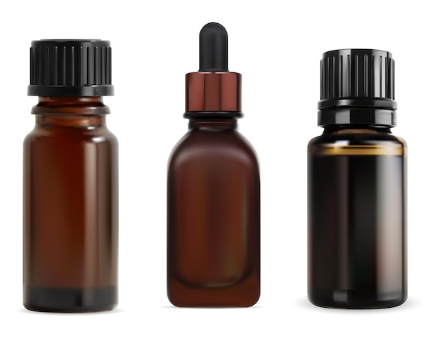 Conjunto de garrafa de óleo essencial Conta-gotas de óleo de aroma de vidro marrom