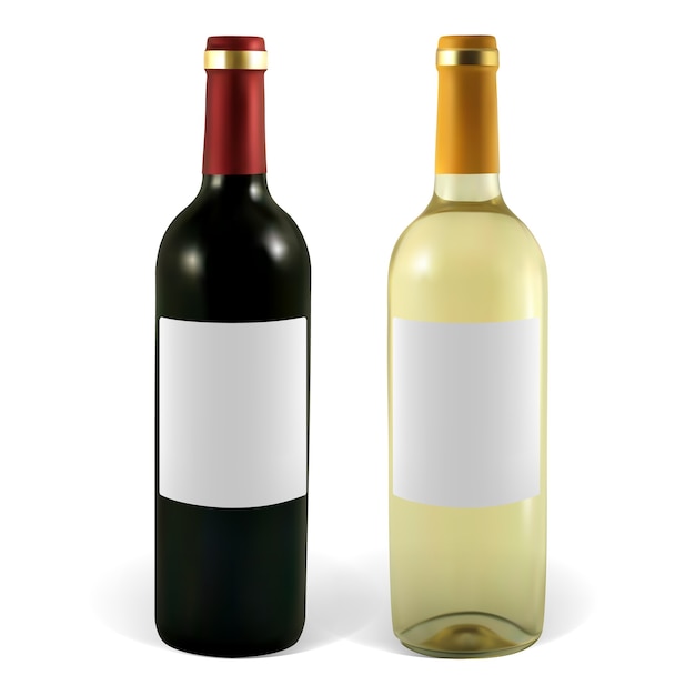 Conjunto de garrafas de vinho. A ilustração contém malhas de gradiente.