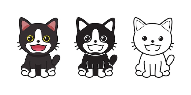 Conjunto de gato de desenho animado de personagem de vetor para o projeto.