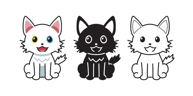 Conjunto de personagens de quadrinhos de gatos e gatinhos de desenhos  animados 1942373 Vetor no Vecteezy