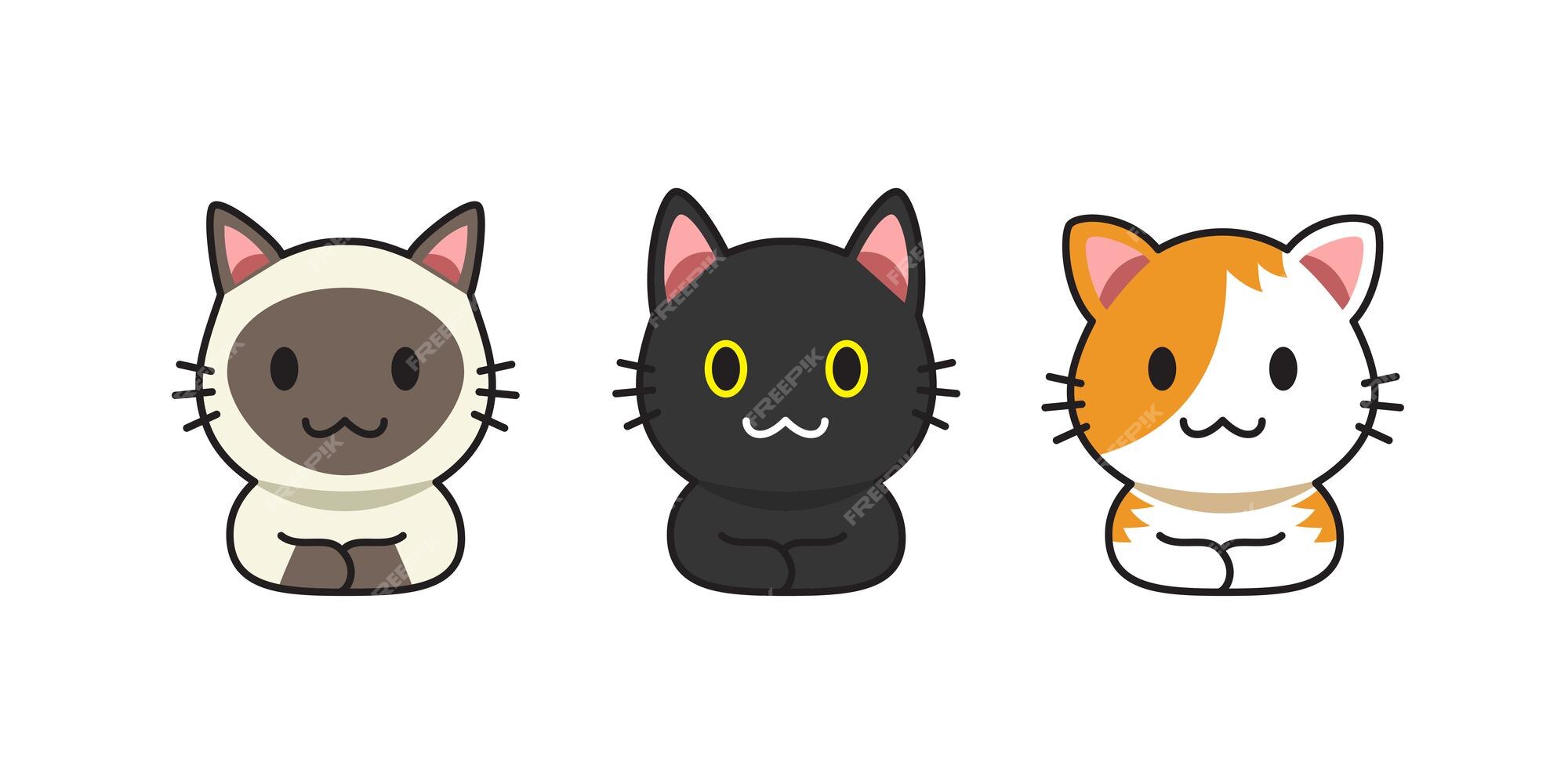 Conjunto de personagens de quadrinhos de gatos e gatinhos de desenhos  animados 20794338 Vetor no Vecteezy