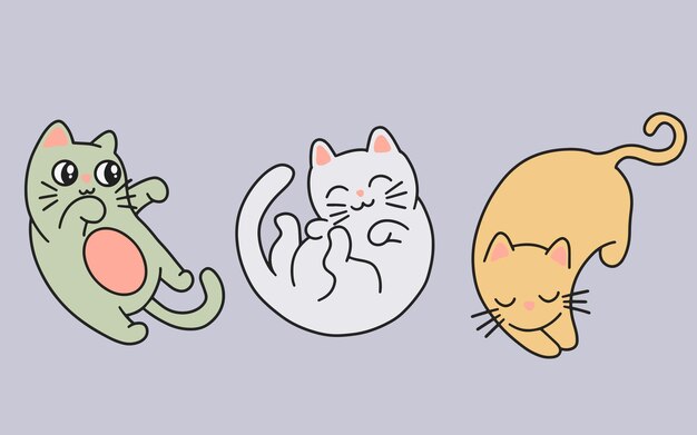 ilustração dos desenhos animados de gatos fofos e personagens de gatinhos.  conjunto de gatos fofos, coleção