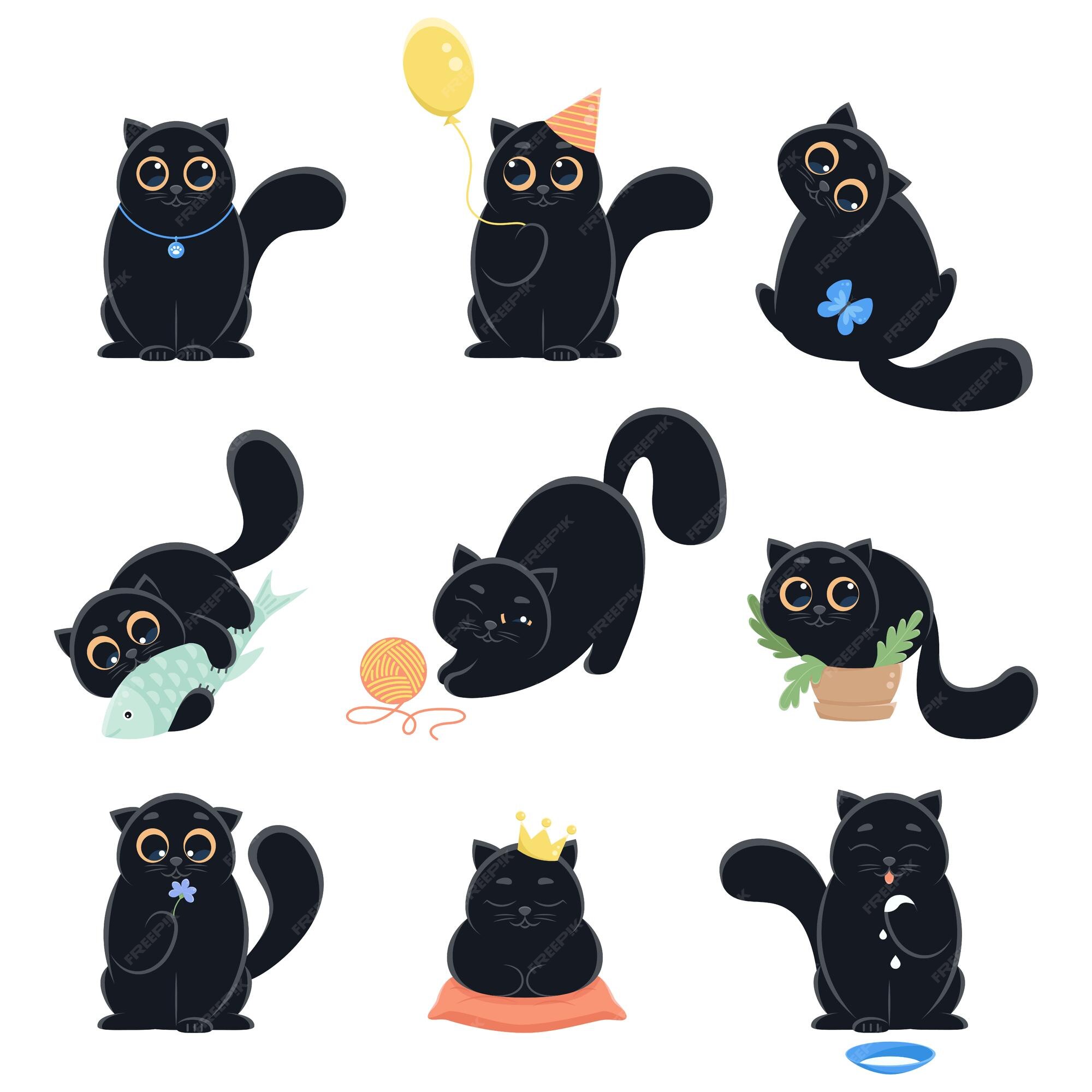 Jogo Do Gato Preto. Coleção Do Animal De Estimação Dos Desenhos Animados  Ilustração do Vetor - Ilustração de desenho, fofofo: 23724107