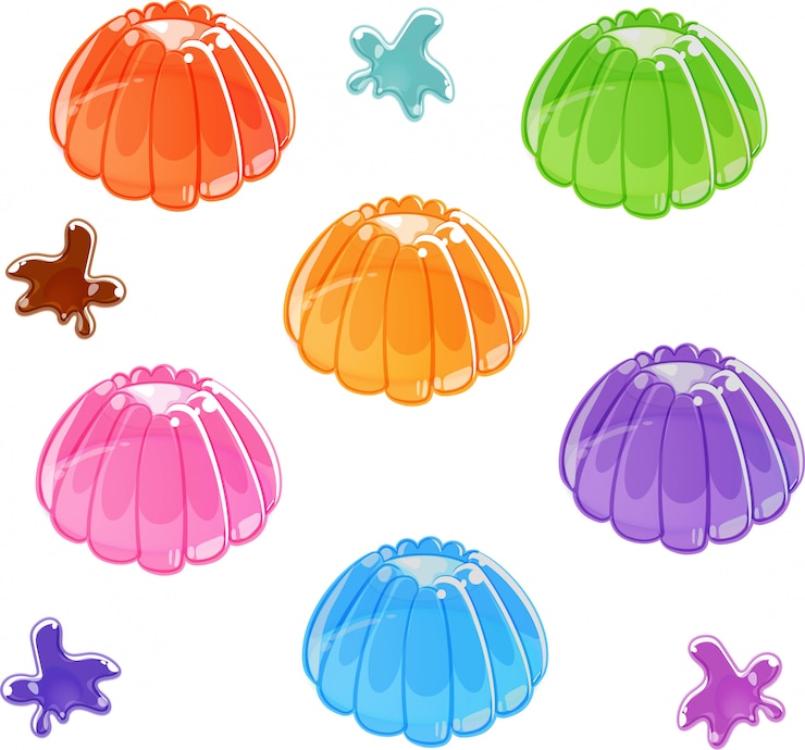 Vetor conjunto de gelatina brilhante colorido. isolado