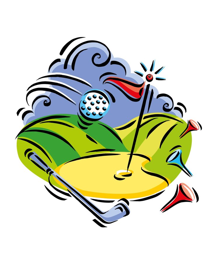 Vetor conjunto de golfe bastão e bola isolados em ilustração vetorial de fundo branco em estilo simples