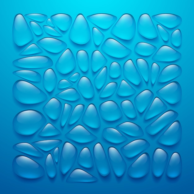 Conjunto de gotas de água transparente realista.