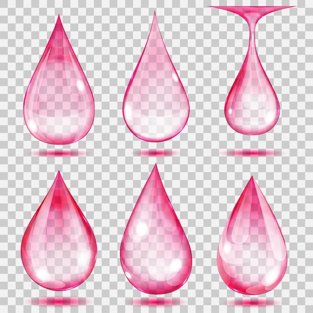Conjunto de gotas transparentes nas cores rosa Pode ser usado com qualquer fundo