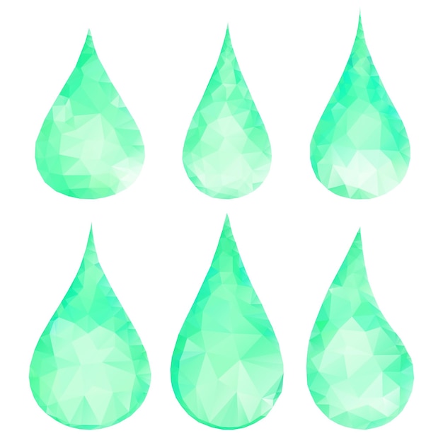 Conjunto de gotas verdes abstratas consistindo de triângulos