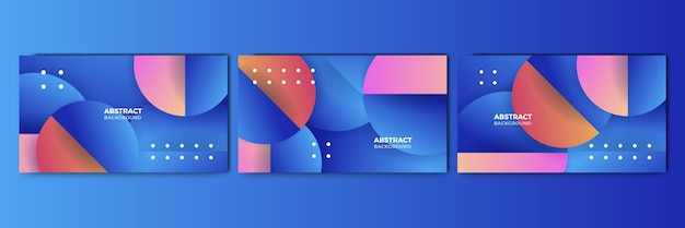 Conjunto de gradiente abstrato moderno colorido azul para fundo de design