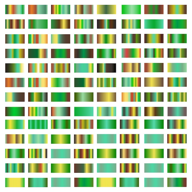 Vetor conjunto de gradientes metálicos cromados coloridos ilustração vetorial