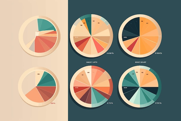 Vetor conjunto de gráficos circulares diagrama colorido com 10 seções ilustração vetorial isolada em fundo branco