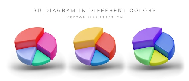 Conjunto de gráficos coloridos Ilustração vetorial em fundo branco Estatísticas em estilo de desenho animado