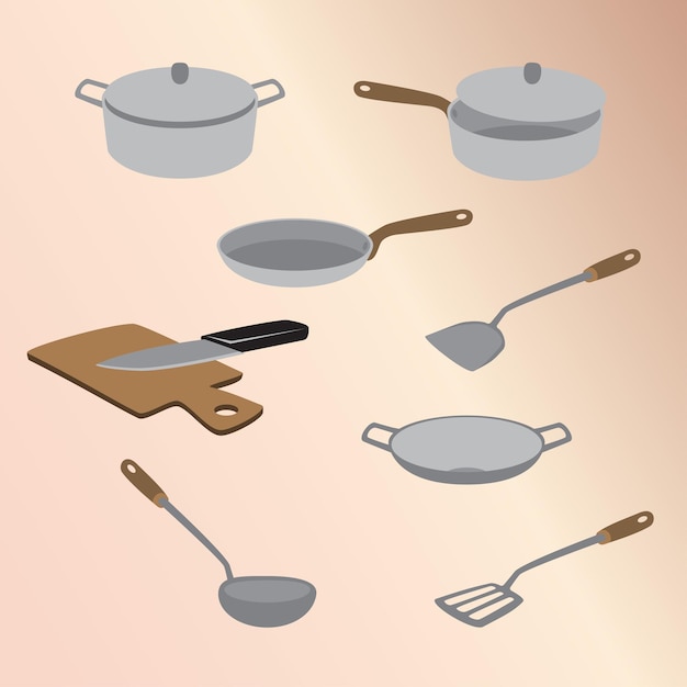 Vetor conjunto de gráficos de utensílios de cozinha