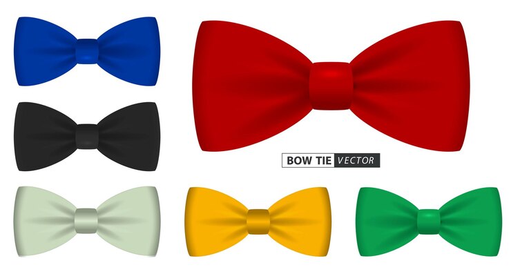 Vetor conjunto de gravata-borboleta realista de bolinhas ou gravata-borboleta masculina para uniforme de escritório ou várias cores de gravata-borboleta
