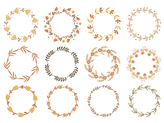 Conjunto de grinalda floral. Ilustração vetorial.