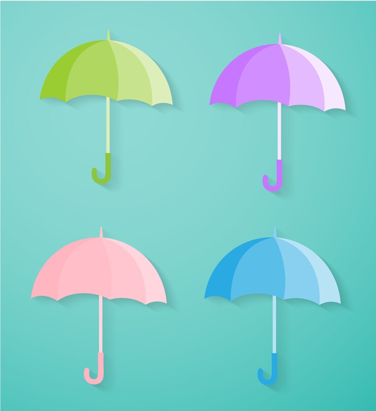 Conjunto de guarda-chuva colorido.
