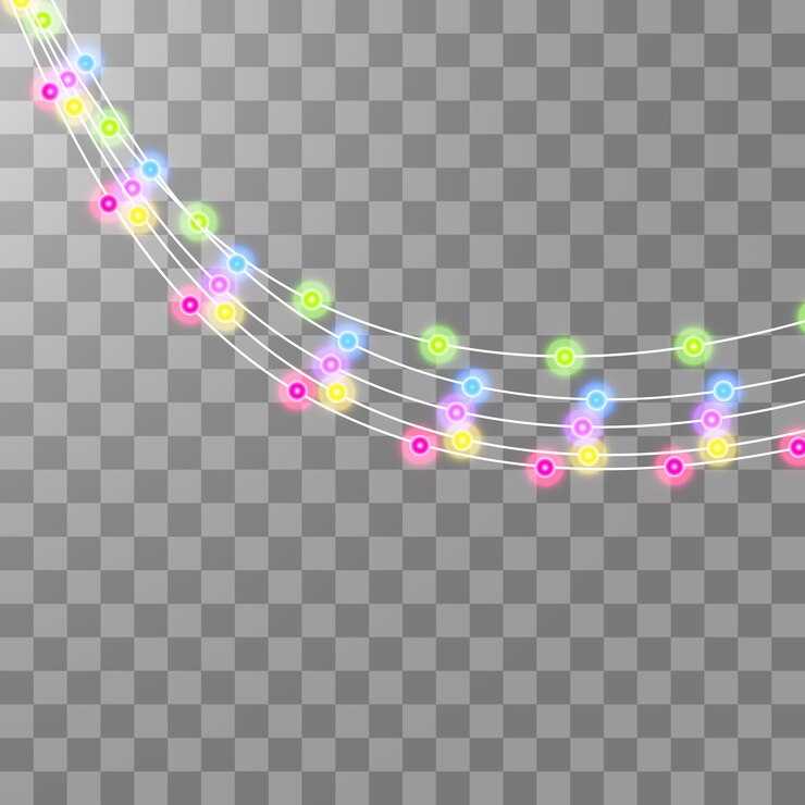 Vetor conjunto de guirlandas de decorações com luzes multicoloridas