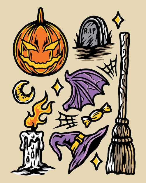 Conjunto de halloween ilustração