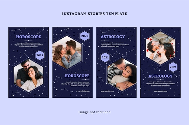 Vetor conjunto de histórias de astrologia no instagram