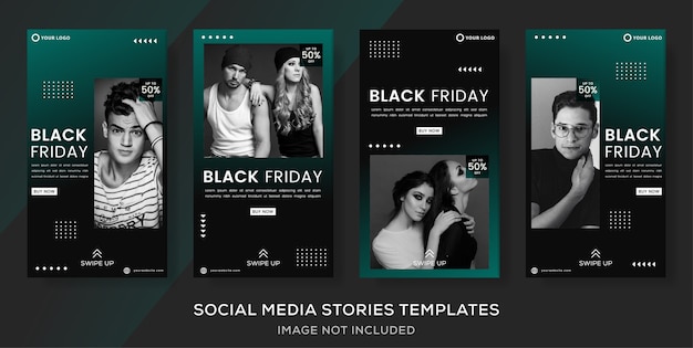 Conjunto de histórias postar banner para venda de sexta-feira negra.
