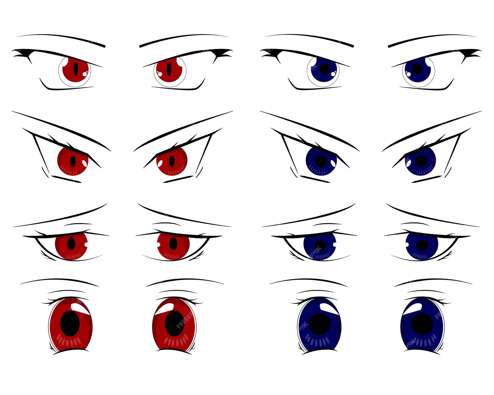 conjunto de olhos de estilo anime de desenho animado 14718629 Vetor no  Vecteezy