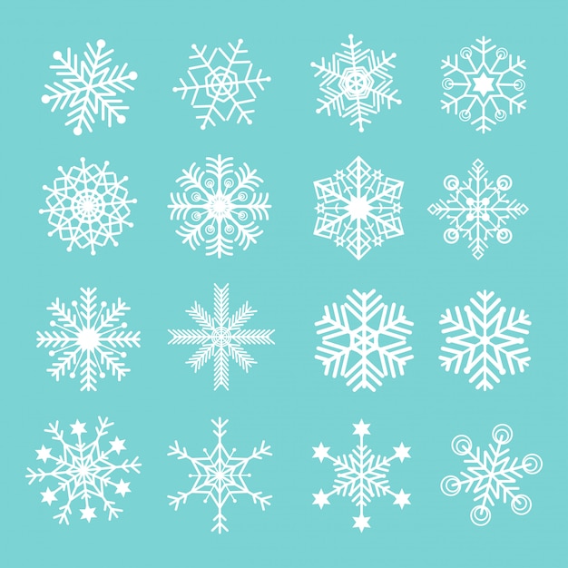 Conjunto de ícone de flocos de neve de vetor