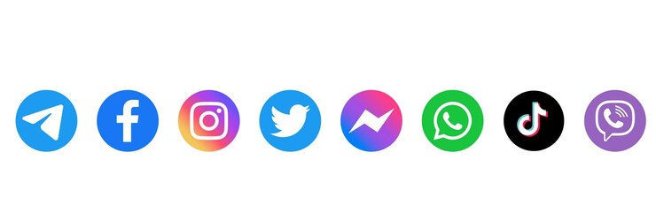 Vetor conjunto de ícone de mídia socialfacebookinstagram snapchat twitter youtubewhatsapp telegramlinkedin