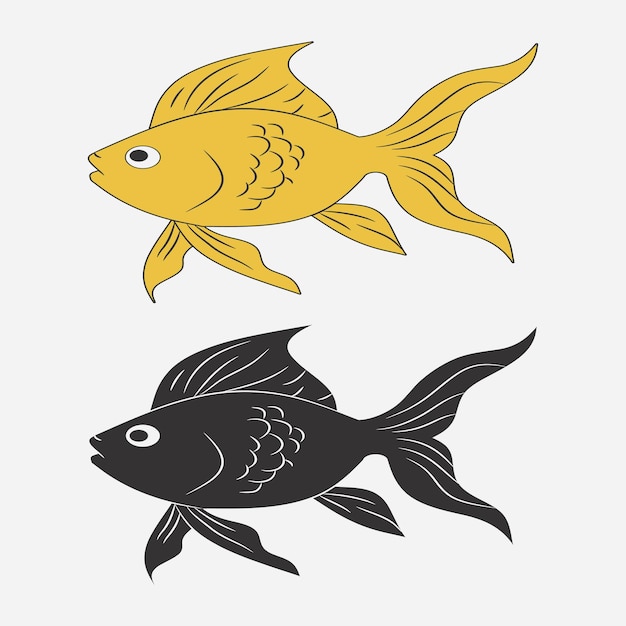 Conjunto de ícone de peixe. goldfish. ilustração vetorial.