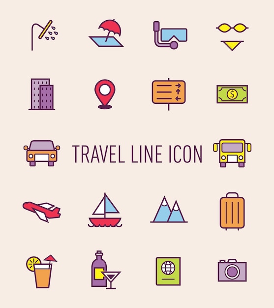 Conjunto de ícone de viagem