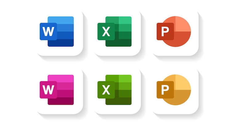 Vetor conjunto de ícone do microsoft word excel e power point
