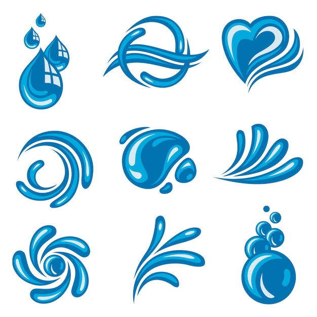 Conjunto de ícones abstratos de água