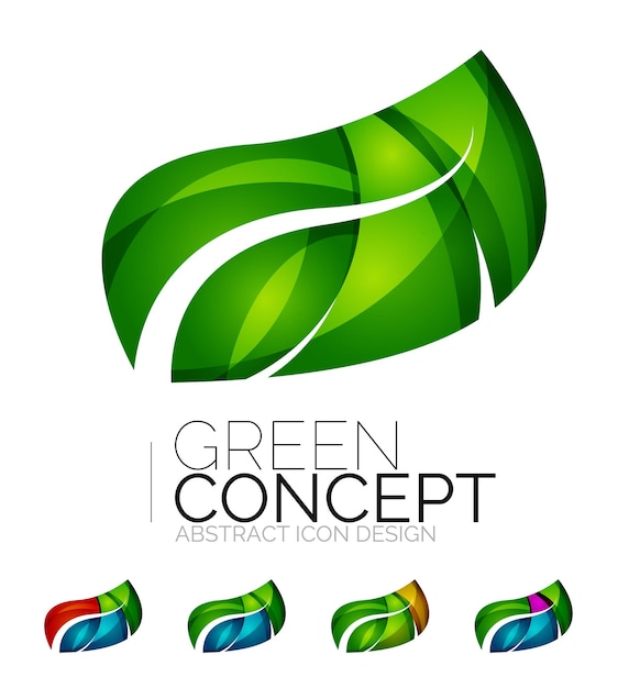 Conjunto de ícones abstratos de plantas ecológicas logotipo de negócios natureza verde conceitos limpam o design geométrico moderno