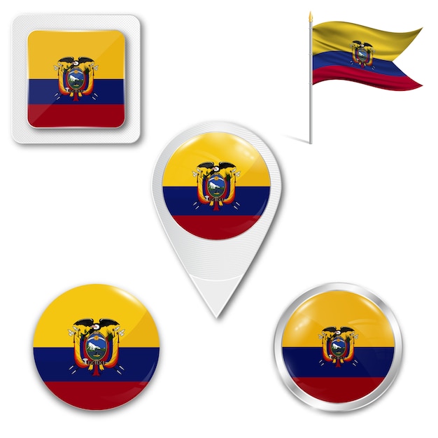 Conjunto de ícones bandeira nacional do equador