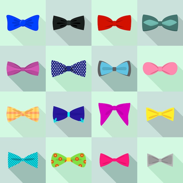 Conjunto de ícones bowtie, estilo simples