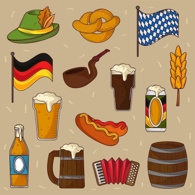Conjunto de ícones da oktoberfest