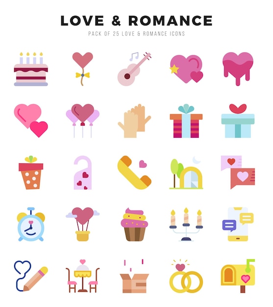 Conjunto de ícones de Amor Romance Ilustração vetorial