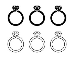 Conjunto de ícones de anel de casamento vetor eps 10